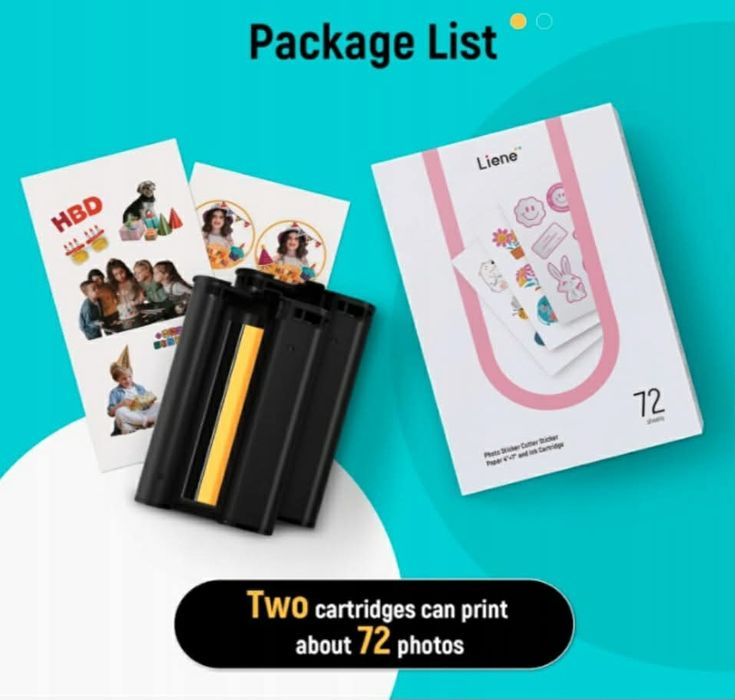 Papier samoprzylepny LIENE +2 x  Kartridże PIXCUT S1 72 SZT