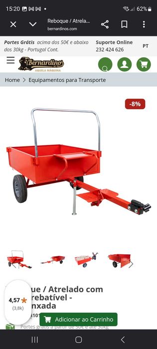 Mini atrelado para motoenxada ou motocultivadora
