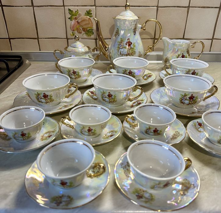 Сервіз Набір кофейний, чайний , в горох , Кахла, Баранівка