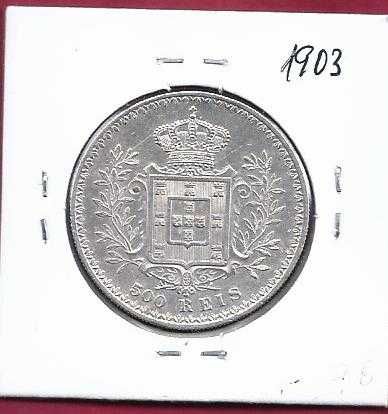 D.  CARLOS I  500  REIS  1903  PRATA