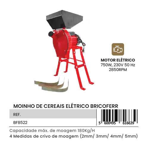 Moinho / Triturador Cereais Motor Elétrico BRICOFERR JL20