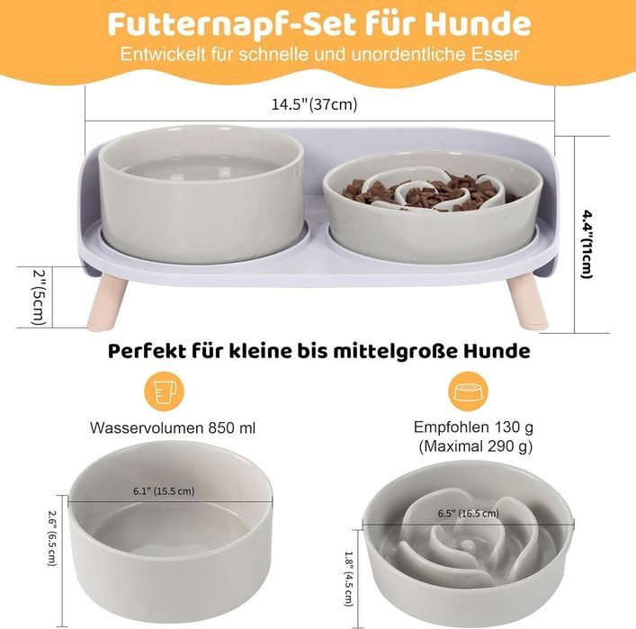 2 шт. Набір керамічних мисок для собак 37х11 см PTOBER