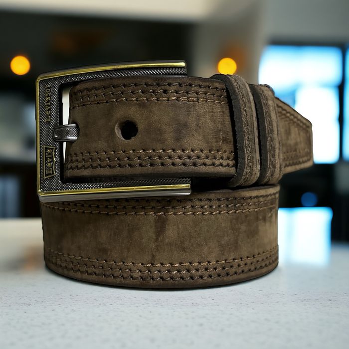 Кожаный мужской широкий ремень в джинсы/брюки