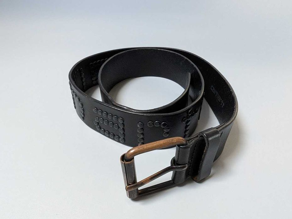 Вінтажний шкіряний ремінь Carthartt WIPP Script Studs Belt,США - S-M