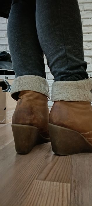 jesienno zimowe kozaki na koturnie 36