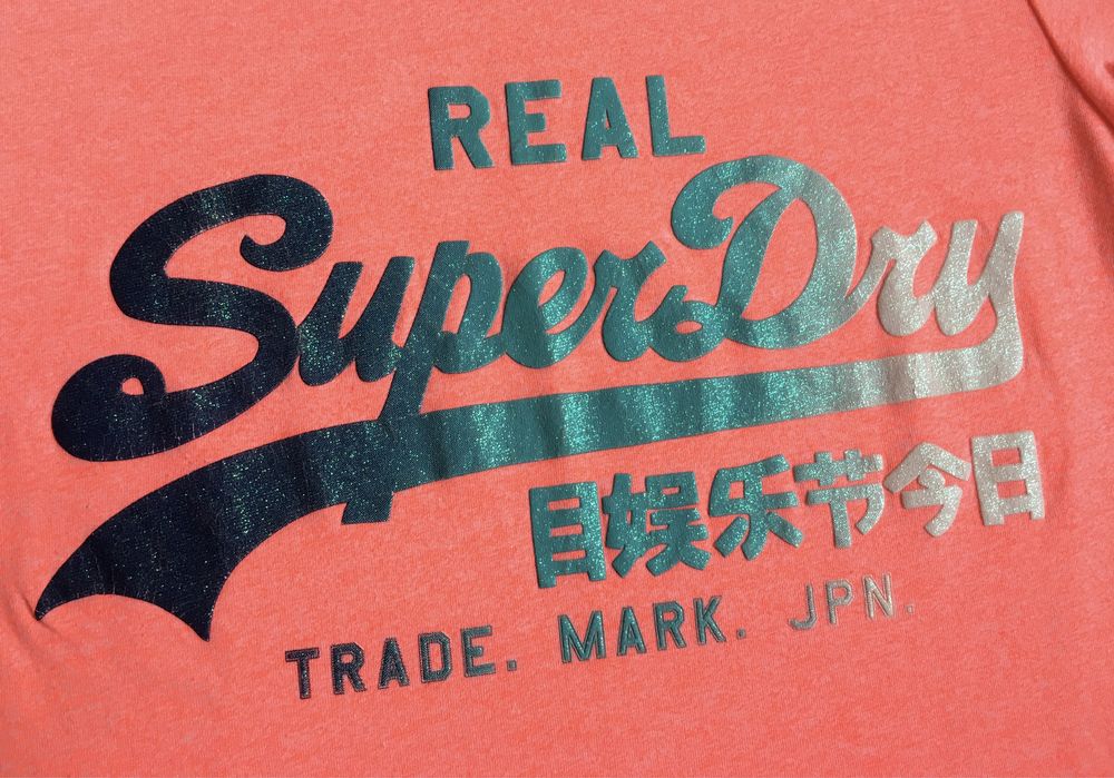 SuperDry koszulka bluzka neon glitter 36 S M ombre logo