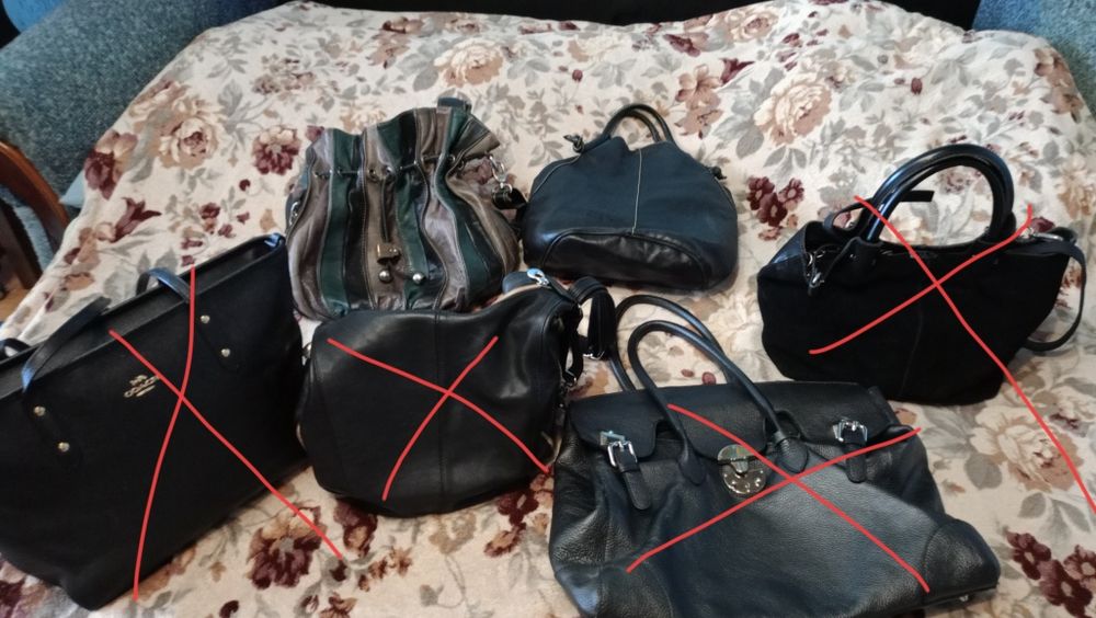 Кожаная черная сумка шопер