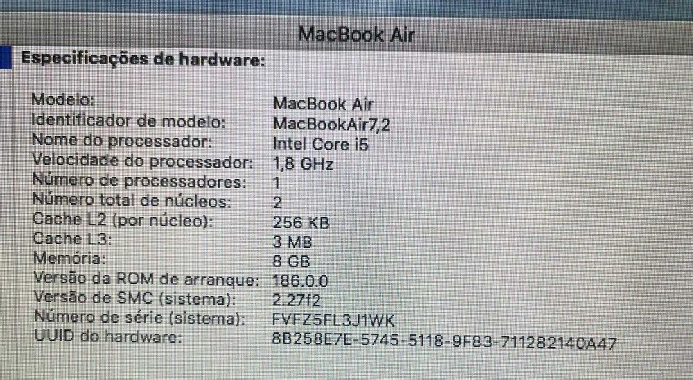 MacBook Air 7,2/i5-5250U/8GB Ram/128GB SSD/13"/OSX