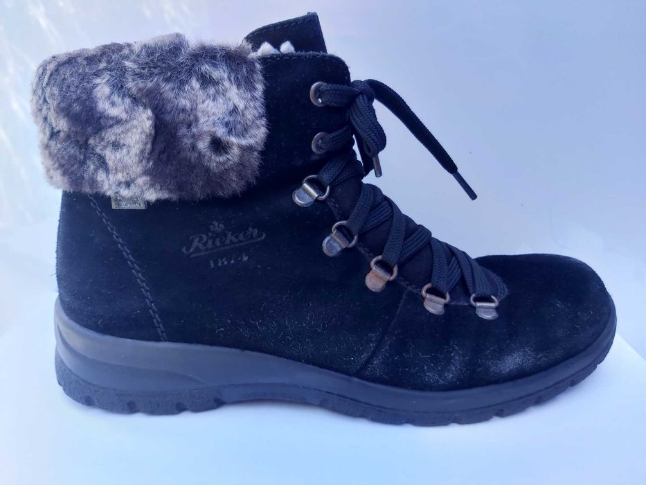 SP Botki ocieplane RIEKER czarne zamszowe oficerki kozaki 41