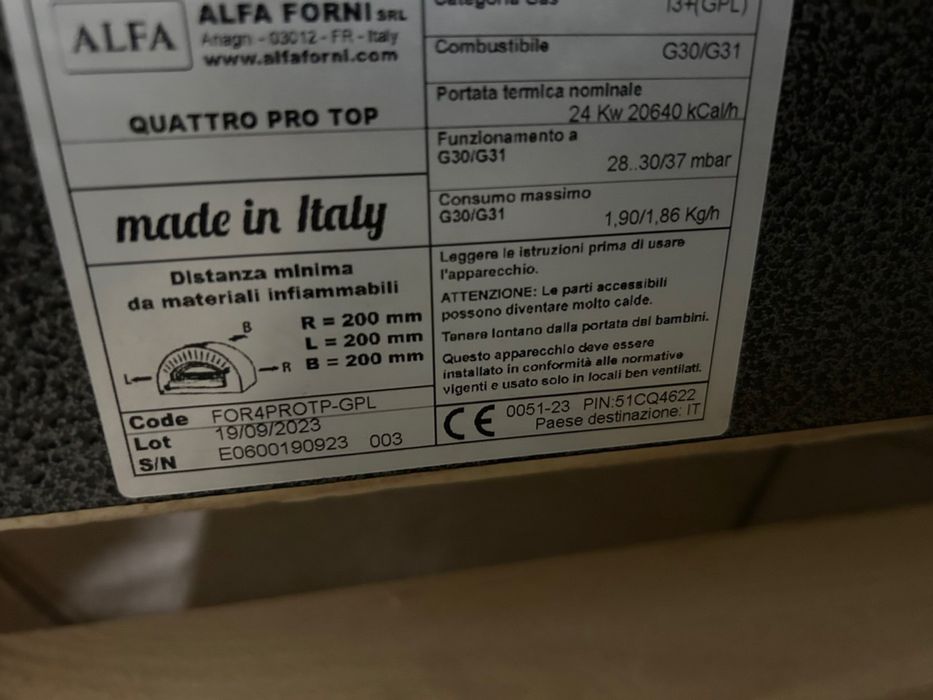 Пиццапечь Alfa Quattro Pro Top (Дрова / Газ)