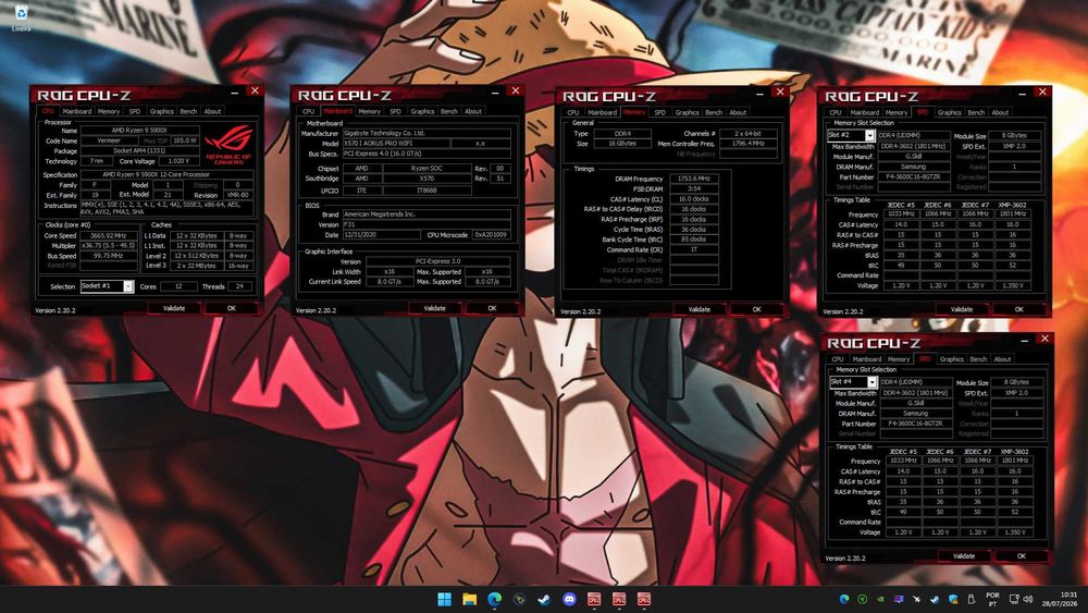 Kit AMD Ryzen 9 5900X + X570 AORUS Pro WiFi + 16GB Trident Z RGB