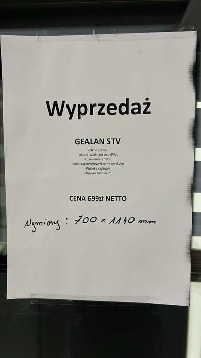 Okno 700x1140 dąb imbirowy/czarny #ok 504