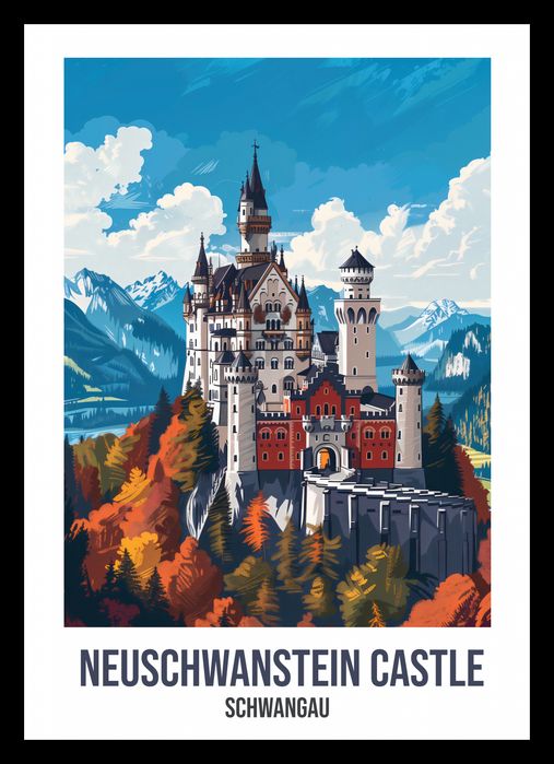 Plakat 21x29,7cm Neuschwanstein Castle, Schwangau
