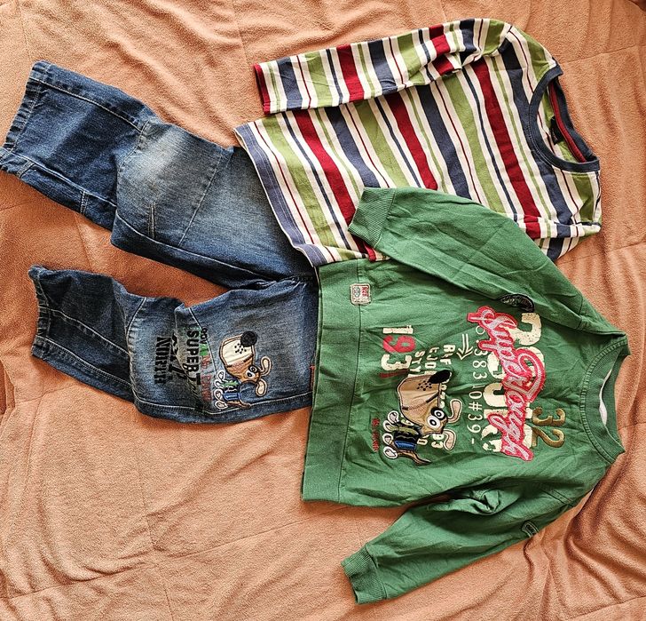 Zestaw Next r. 104 bluza, bluzka i spodnie piesek