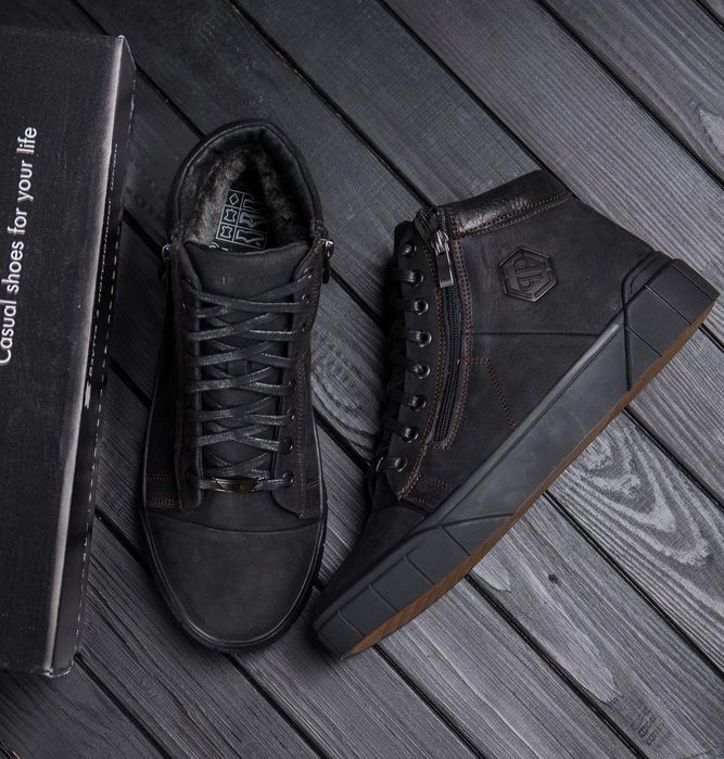 Класические зимние ботинки мужские Philipp Plein кожаные на меху