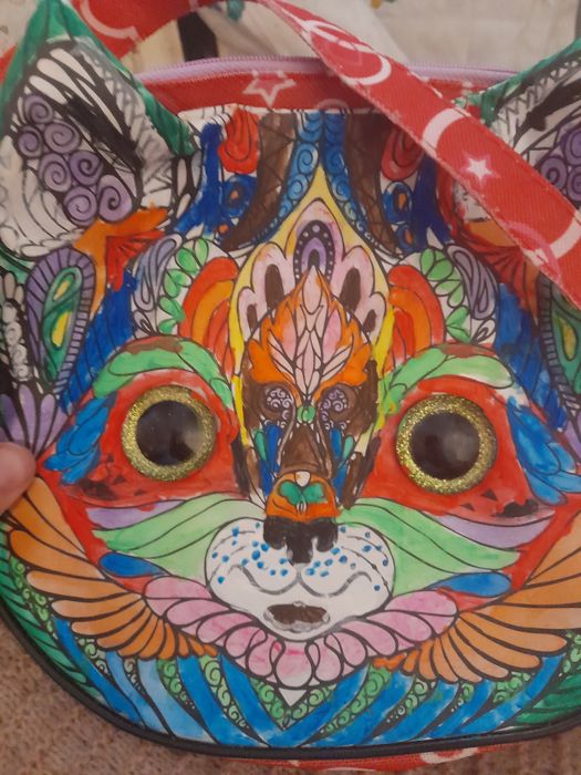 Дитяча сумочка кішка з очима розмальовка