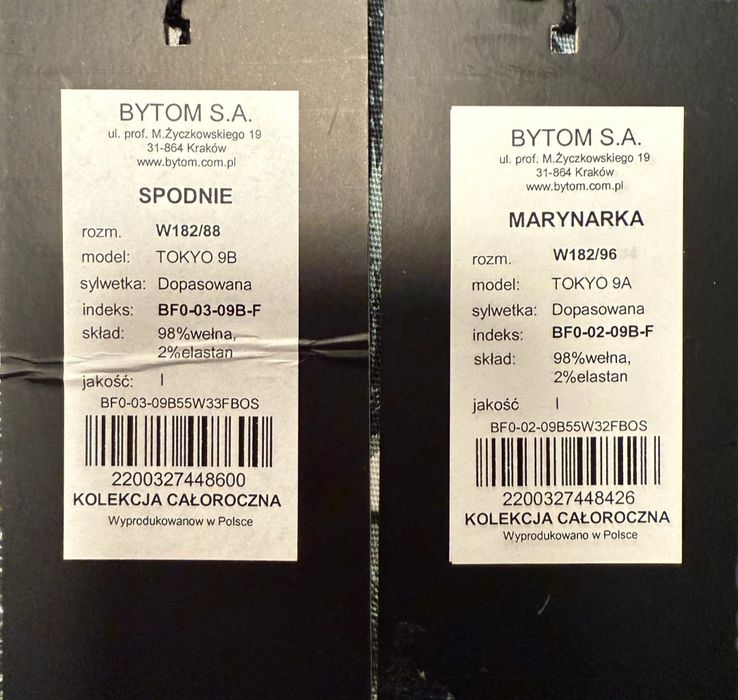 Garnitur Bytom, Marynarka  182/96, rozmiar 52 i spodnie