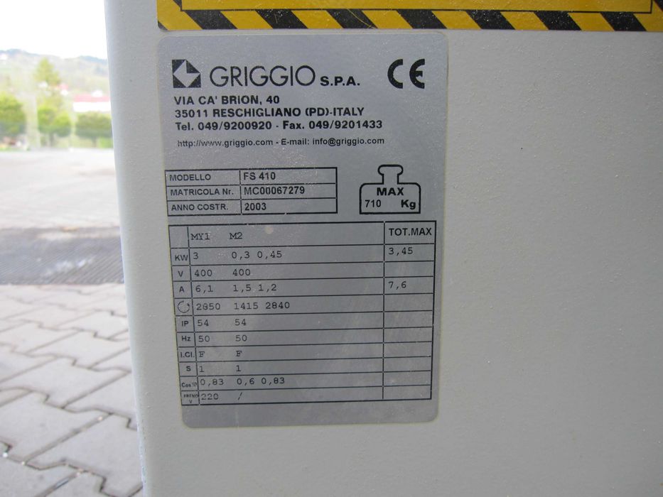 Wyrówniarka grubościówka strugarka GRIGGIO FS 410