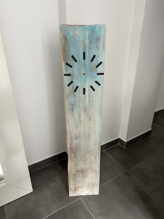 Drewniany zegar, rzemieślnicza praca 142 cm