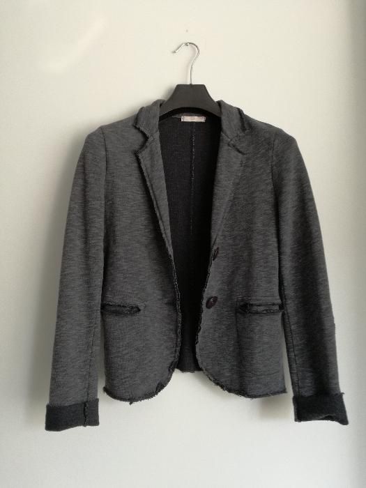 szara grafitowa melanż marynarka elastyczna miękka sportowa łaty