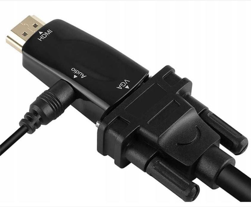 Konwerter HDMI do VGA D-Sub + wyjście AUDIO z kablem.
