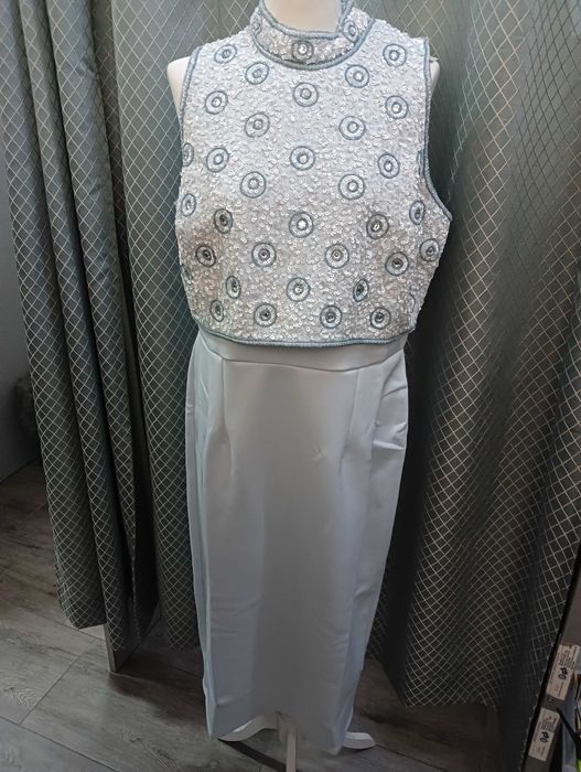 sukienka błękitna wizytowa cekiny rozm 46 asos