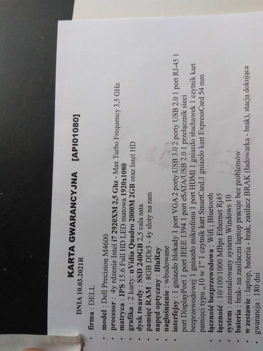 Laptop Dell Precision M4600