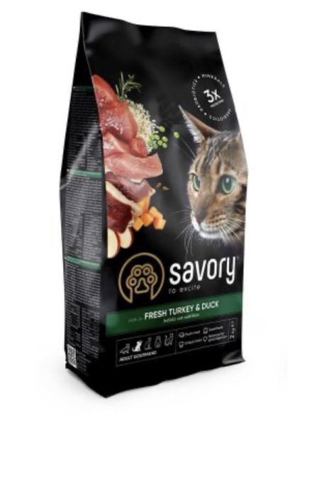 Savory Adult Cat Gourmand Fresh Turkey and Duck для котів-гурман 8 кг