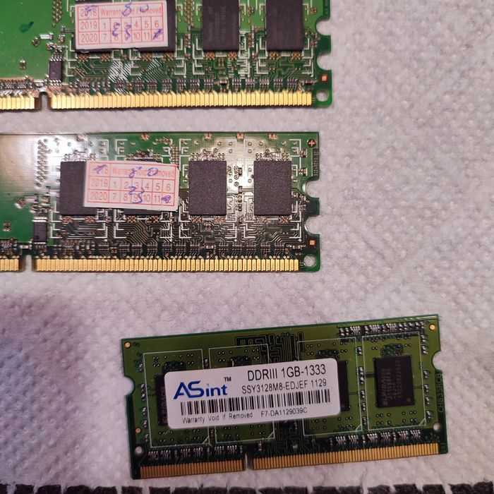 Оперативная память DDR2 1GB для ПК и DDR3 1GB-1333 для ноутбука