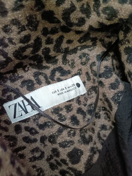 S/36 Zara płaszcz w panterkę z wełną wełniany premium