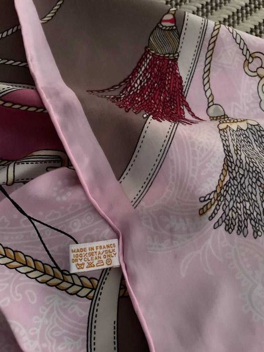 Хустка весняна в стилі Hermes Шовк 90/90см Рожева
