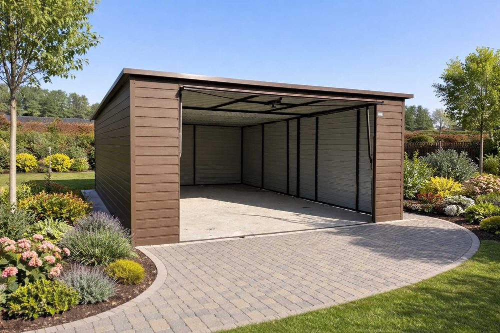 Garaż blaszany Blaszak Premium 6x6 Grafit Garaże blaszane 6x5.80  6x6 m PRODUCENT