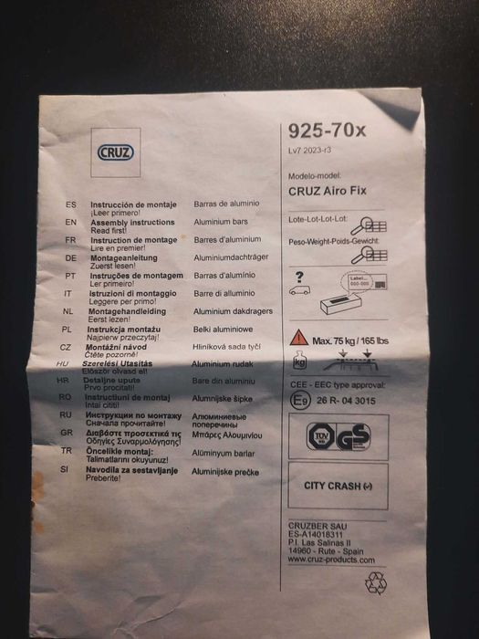 Suporte bicicleta Thule 591 e barras modelo Cruz Alto Fix.