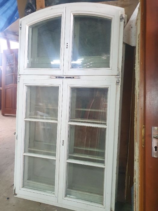 OKNO Drewniane Łukowe Sosnowe ze szprosami Białe 120x228cm