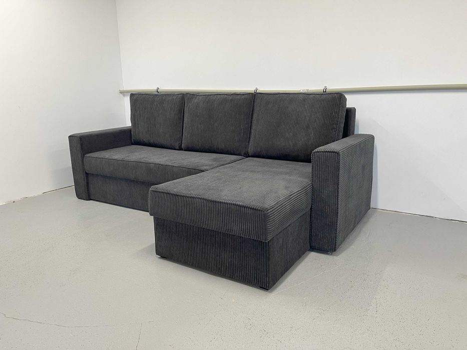 Narożnik Sofia. Rogówka. Sprężyny bonell, 2 pojemniki automat, sztruks