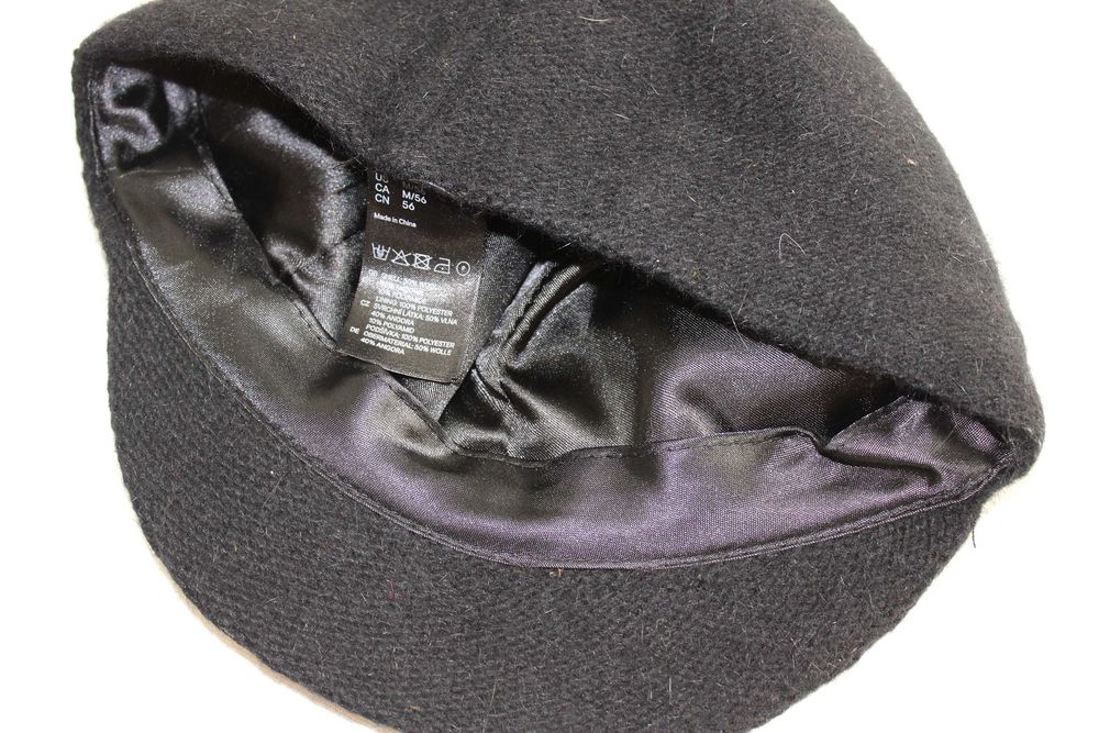 b8 H&M Czarna Damska Wełniana Czapka z Daszkiem Kaszkiet Rozm. M 56cm