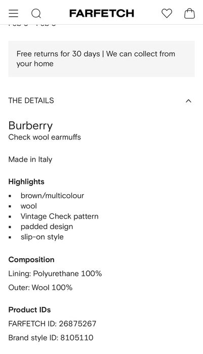Burberry nauszniki