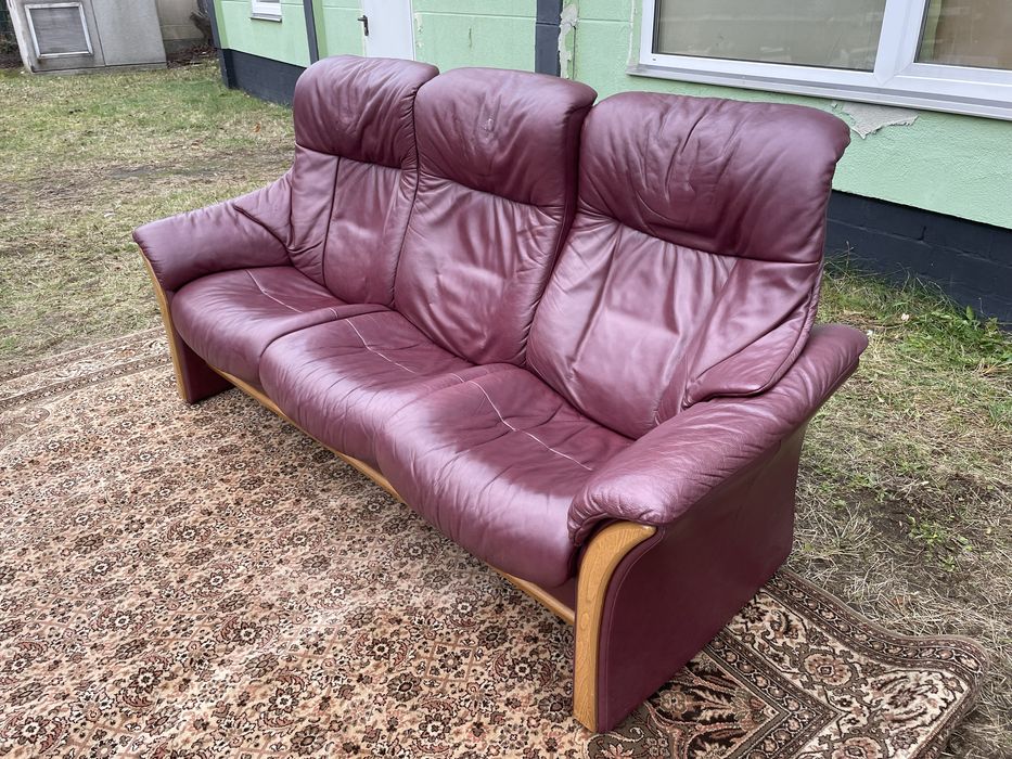 Шкіряний диван з деревом з Європи