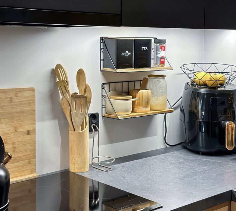 Półka ścienna wisząca loft drewniana metalowa 35 cm