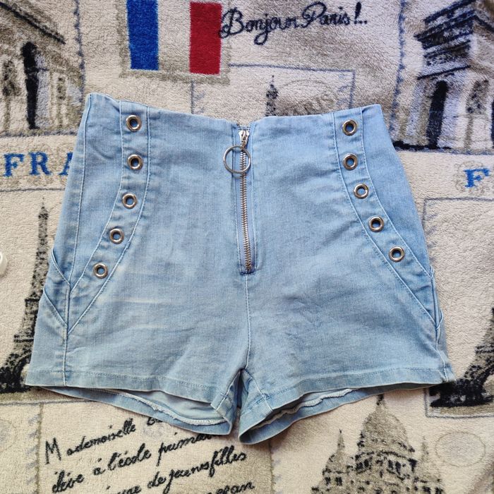 Шорти джинсові короткі міні блакитні хс xs шорты