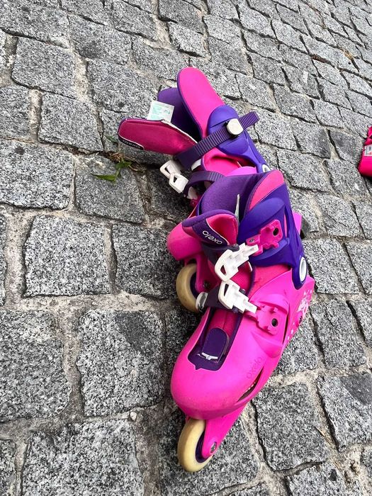 Patins e kit proteção criança