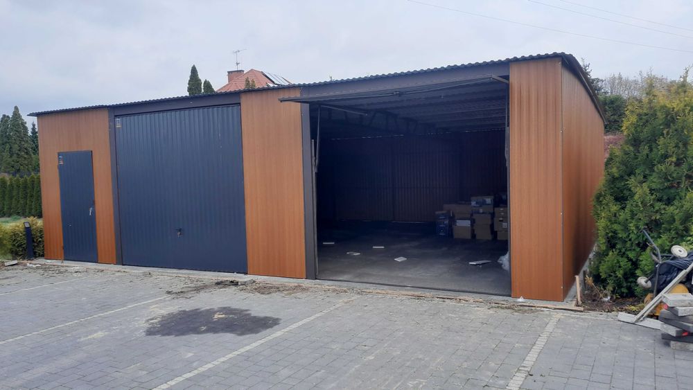 Garaż blaszany 7x6 Drewnopodobny