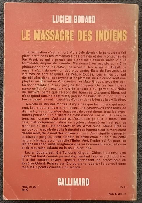 Livro "Le Massacre des Indiens" de Lucien Bodard