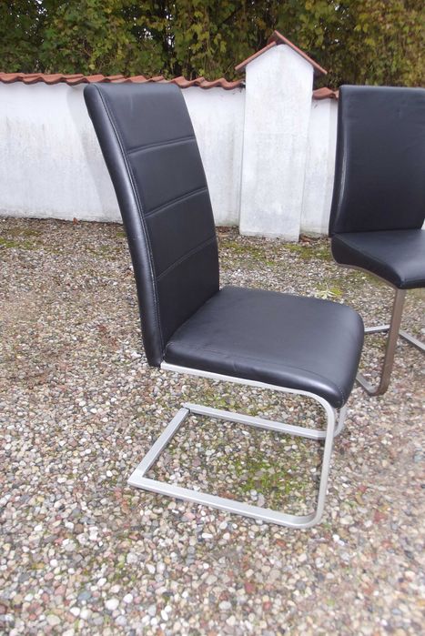 krzesło krzesla komplet  czarne tapicerowane