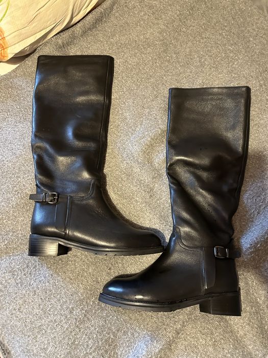 Сапоги женские, кожаные, зима, большой размер