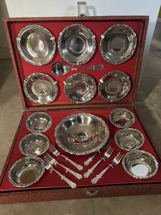 Conjunto antigo banhado a prata – completo com caixa