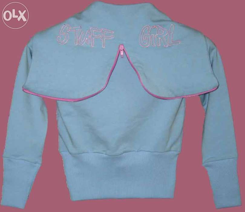 Stock de loja casaco verão stuff girl azul bébé com bordado