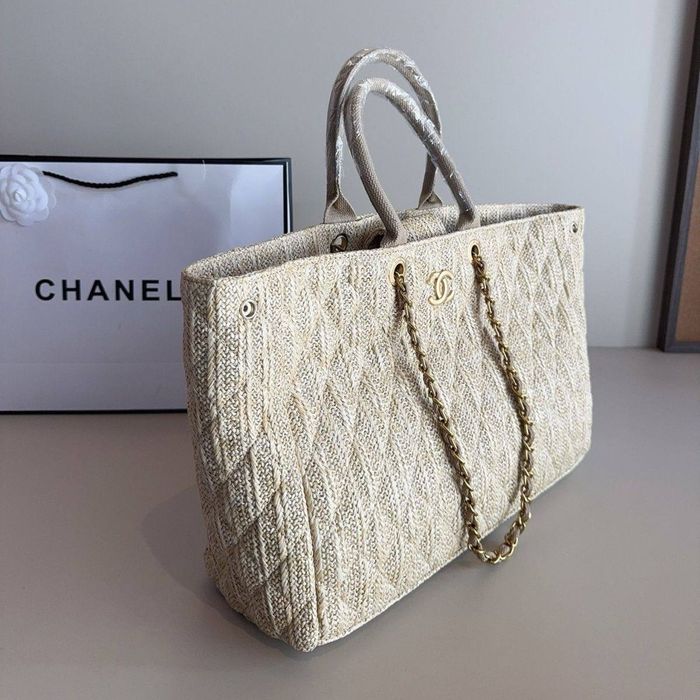 Соломенная пляжна сумка шопер chanel
