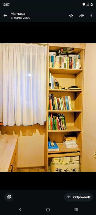 Biurko i biblioteczka na książki.