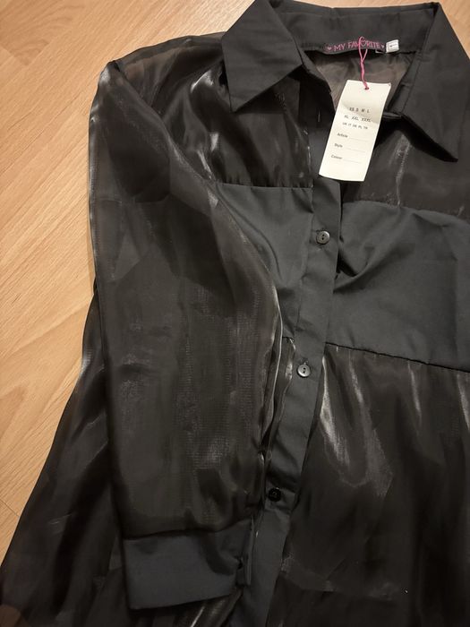 Чорна прозора блузка з органзи